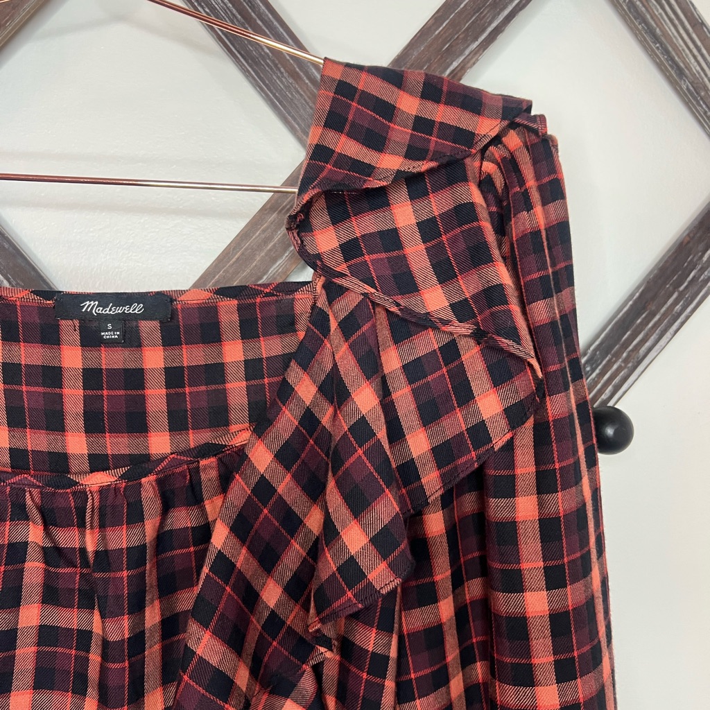 Madewell Checkered Ruffle Blouse